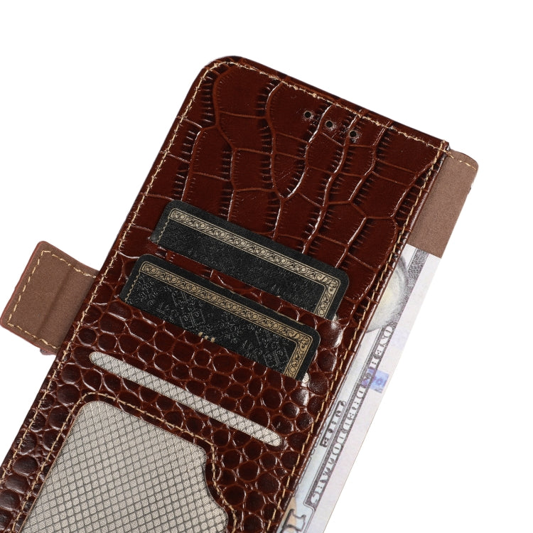 For iPhone 16 Plus Crocodile Top Layer Cowhide Leather Phone Case(Brown) - iPhone 16 Plus Cases by buy2fix | Online Shopping UK | buy2fix