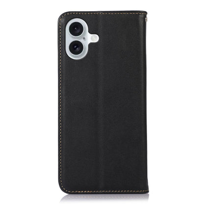 For iPhone 16 KHAZNEH Nappa Top Layer Cowhide Leather Phone Case(Black) - iPhone 16 Cases by buy2fix | Online Shopping UK | buy2fix