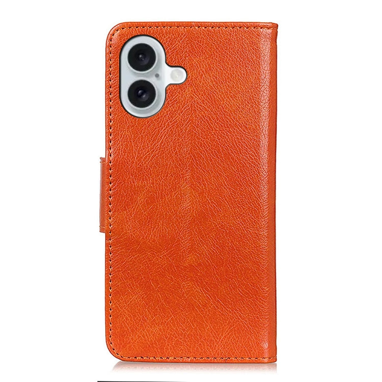 For iPhone 16 Nappa Texture Leather Case(Orange) - iPhone 16 Cases by buy2fix | Online Shopping UK | buy2fix