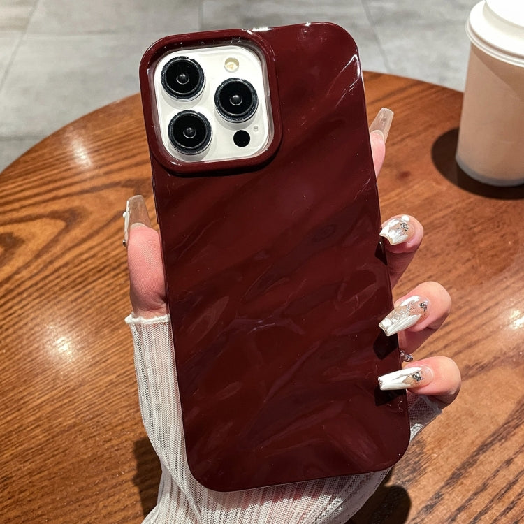 For iPhone 16 Pro Solid Color Wave Texture TPU Phone Case(Wine Red) - iPhone 16 Pro Cases by buy2fix | Online Shopping UK | buy2fix