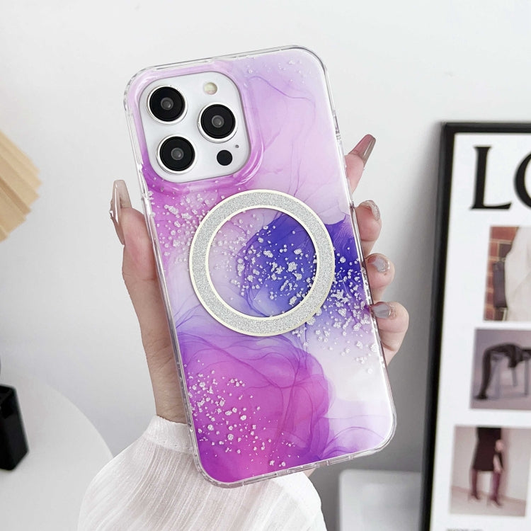 For iPhone 12 Pro Max Dual-side IMD Marble Magsafe Phone Case(Smudged Purple) - iPhone 12 Pro Max Cases by buy2fix | Online Shopping UK | buy2fix