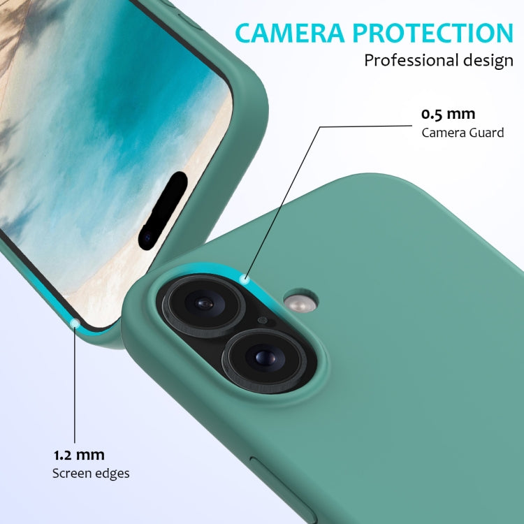 For iPhone 16 Solid Color Silicone Phone Case(Pine Needle Green) - More iPhone Cases by buy2fix | Online Shopping UK | buy2fix