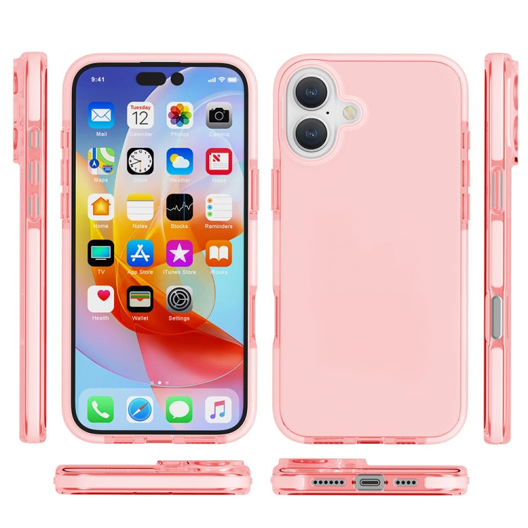 For iPhone 16 Two-color Shockproof High Transparency TPU Phone Case(Pink) - iPhone 16 Cases by buy2fix | Online Shopping UK | buy2fix