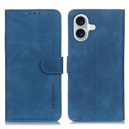 For iPhone 16 Plus KHAZNEH Retro Texture Leather Phone Case(Blue) - iPhone 16 Plus Cases by buy2fix | Online Shopping UK | buy2fix