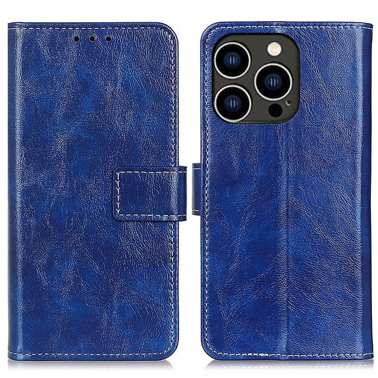 For iPhone 16 Pro Max Retro Crazy Horse Texture Horizontal Flip Leather Phone Case(Blue) - iPhone 16 Pro Max Cases by buy2fix | Online Shopping UK | buy2fix