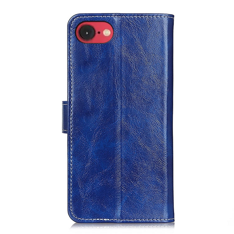 For iPhone SE 2024 Retro Crazy Horse Texture Horizontal Flip Leather Phone Case(Blue) - More iPhone Cases by buy2fix | Online Shopping UK | buy2fix