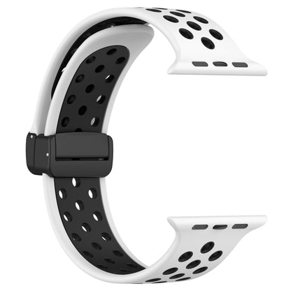 For Apple Watch 6 40mm Magnetic Buckle Silicone Watch Band(White Black) - Watch Bands by buy2fix | Online Shopping UK | buy2fix