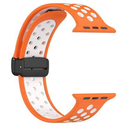 For Apple Watch 4 40mm Magnetic Buckle Silicone Watch Band(Orange White) - Watch Bands by buy2fix | Online Shopping UK | buy2fix