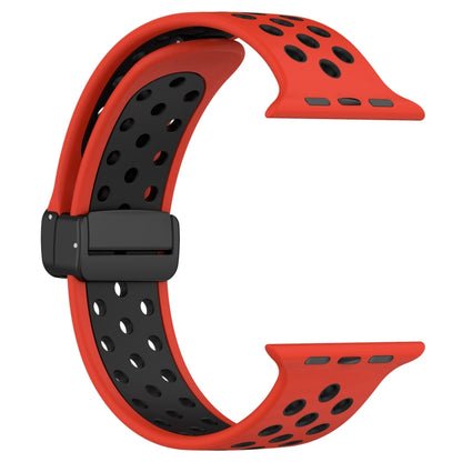 For Apple Watch 38mm Magnetic Buckle Silicone Watch Band(Red Black) - Watch Bands by buy2fix | Online Shopping UK | buy2fix