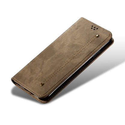 For Honor X6A Denim Texture Flip Leather Phone Case(Khaki) - Honor Cases by buy2fix | Online Shopping UK | buy2fix