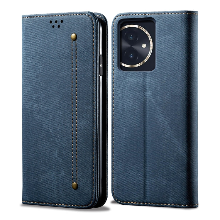 For Honor 100 Denim Texture Flip Leather Phone Case(Blue) - Honor Cases by buy2fix | Online Shopping UK | buy2fix