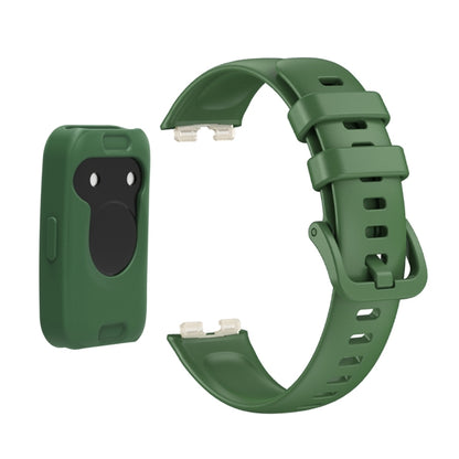 For Huawei Band 8 Silicone Protective Case + Silicone Watch Band Kit(Green) - Watch Bands by buy2fix | Online Shopping UK | buy2fix