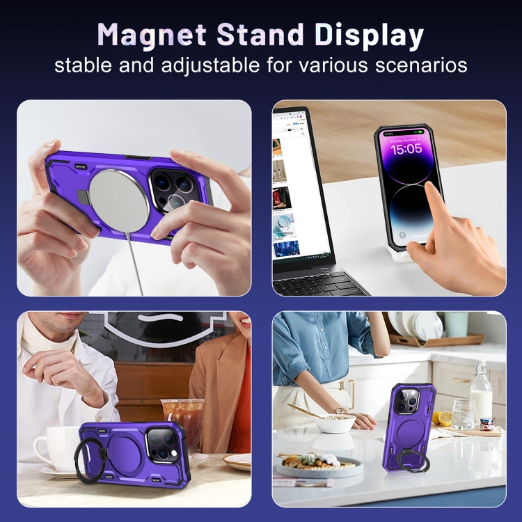 For iPhone 14 / 13 Patronus MagSafe Magnetic Holder Phone Case(Purple) - iPhone 14 Cases by buy2fix | Online Shopping UK | buy2fix