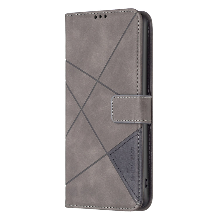 For Motorola Moto G54 5G EU Edition Magnetic Buckle Rhombus Texture Leather Phone Case(Grey) - Motorola Cases by buy2fix | Online Shopping UK | buy2fix