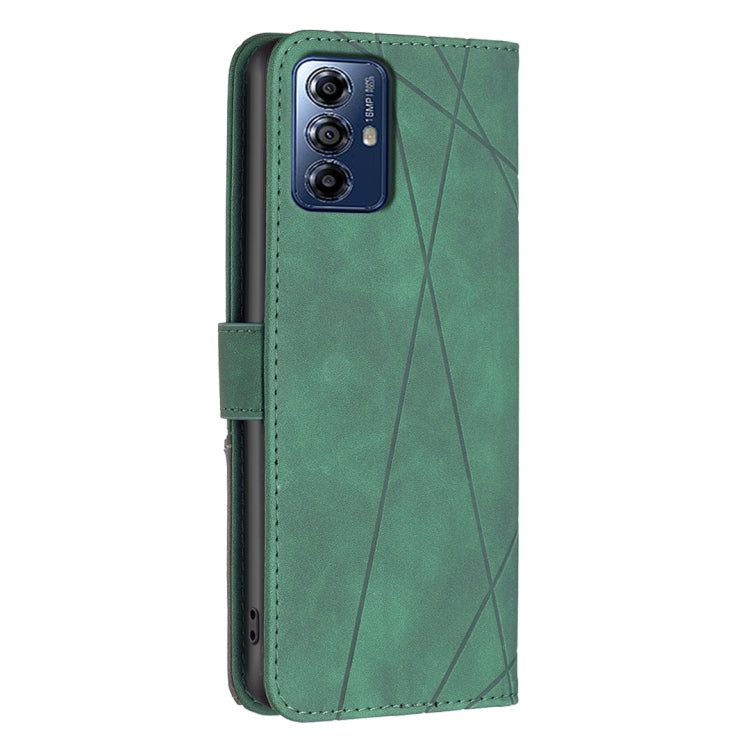 For Motorola Moto G Play 2024 Magnetic Buckle Rhombus Texture Leather Phone Case(Green) - Motorola Cases by buy2fix | Online Shopping UK | buy2fix