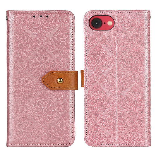 For iPhone SE 2024 European Floral Embossed Leather Phone Case(Pink) - More iPhone Cases by buy2fix | Online Shopping UK | buy2fix