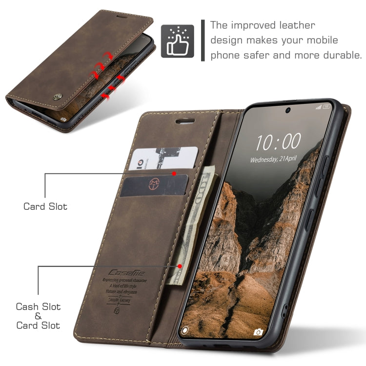 For Xiaomi Redmi K70E 5G CaseMe 013 Multifunctional Horizontal Flip Leather Phone Case(Coffee) - K70E Cases by CaseMe | Online Shopping UK | buy2fix