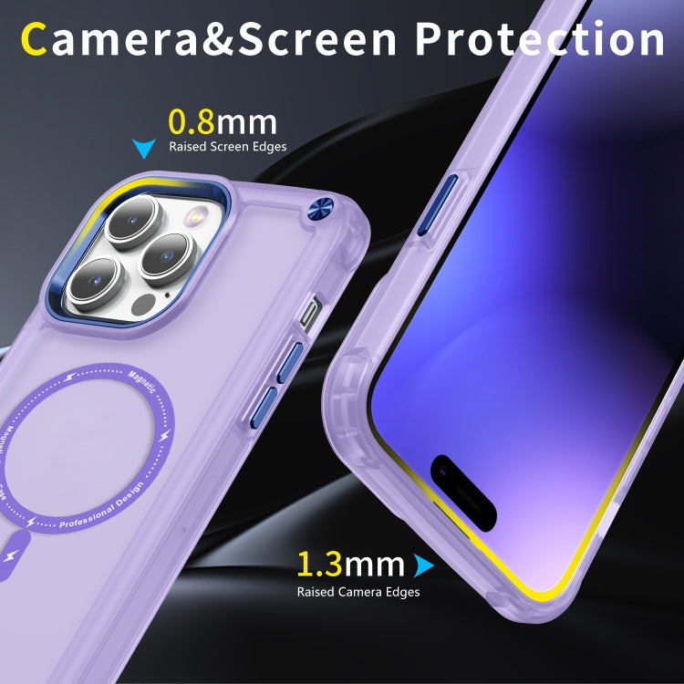 For iPhone 14 Skin Feel TPU + PC MagSafe Magnetic Phone Case(Transparent Purple) - iPhone 14 Cases by buy2fix | Online Shopping UK | buy2fix