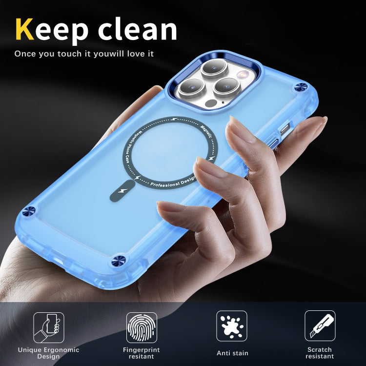 For iPhone 14 Pro Max Skin Feel TPU + PC MagSafe Magnetic Phone Case(Transparent Blue) - iPhone 14 Pro Max Cases by buy2fix | Online Shopping UK | buy2fix