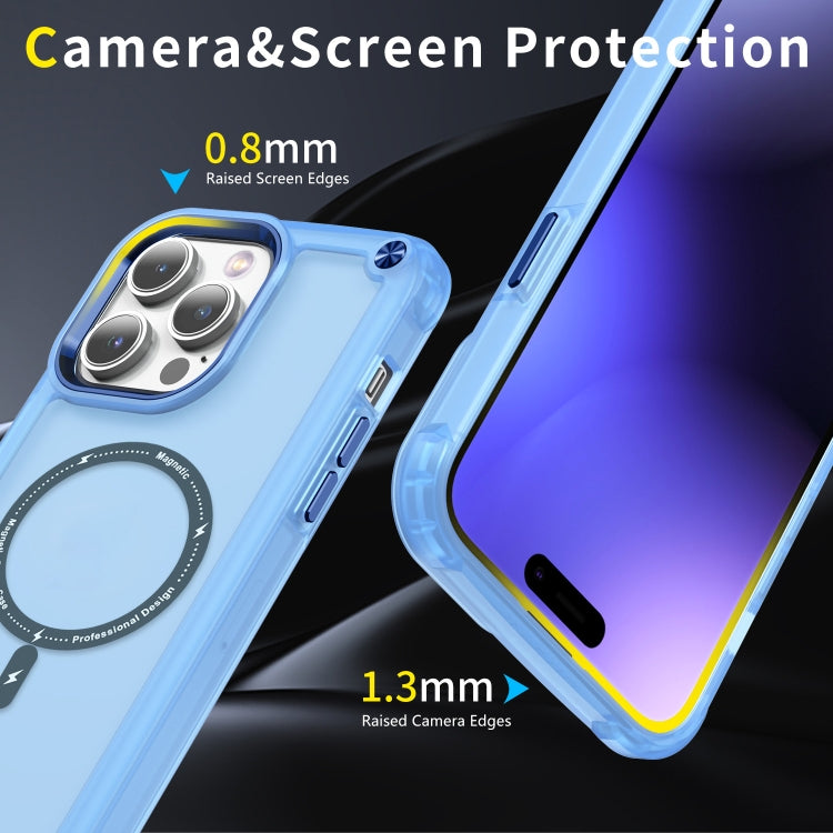 For iPhone 14 Pro Max Skin Feel TPU + PC MagSafe Magnetic Phone Case(Transparent Blue) - iPhone 14 Pro Max Cases by buy2fix | Online Shopping UK | buy2fix