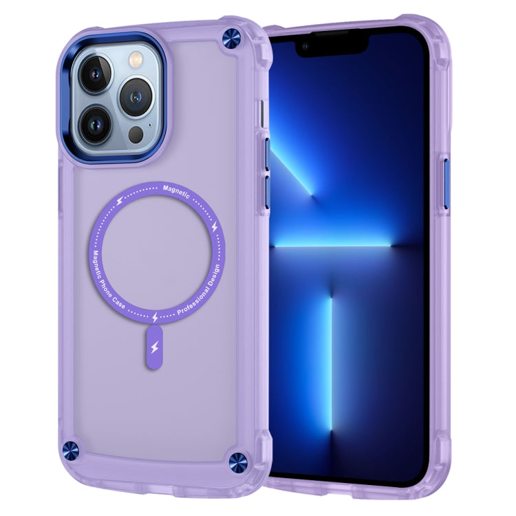 For iPhone 13 Pro Skin Feel TPU + PC MagSafe Magnetic Phone Case(Transparent Purple) - iPhone 13 Pro Cases by buy2fix | Online Shopping UK | buy2fix