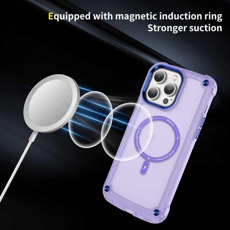 For iPhone 13 Pro Skin Feel TPU + PC MagSafe Magnetic Phone Case(Transparent Purple) - iPhone 13 Pro Cases by buy2fix | Online Shopping UK | buy2fix