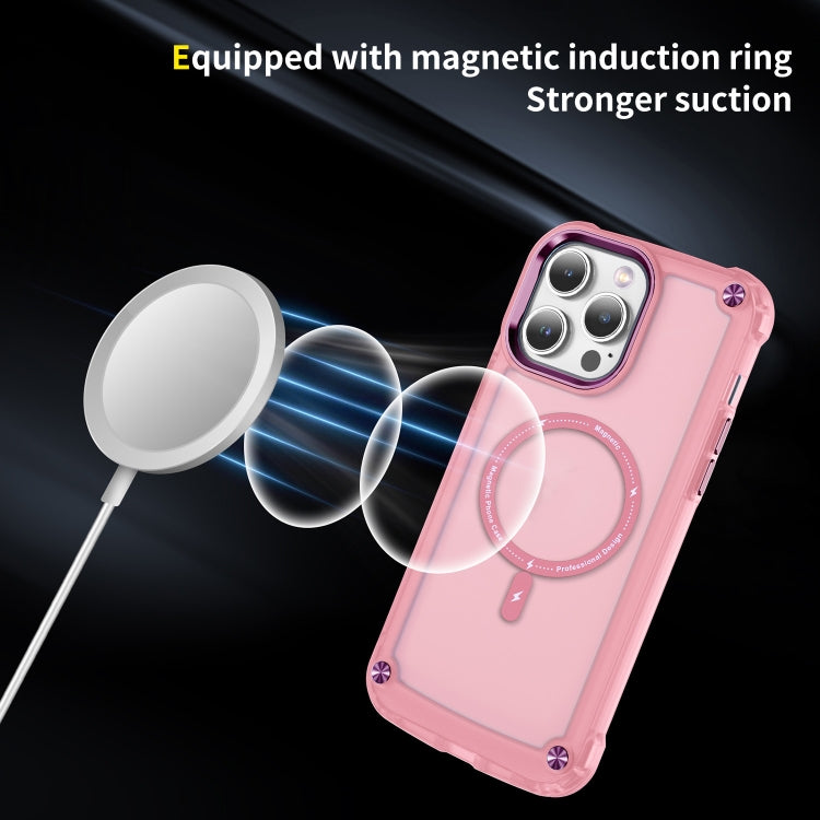 For iPhone 15 Pro Skin Feel TPU + PC MagSafe Magnetic Phone Case(Transparent Pink) - iPhone 15 Pro Cases by buy2fix | Online Shopping UK | buy2fix