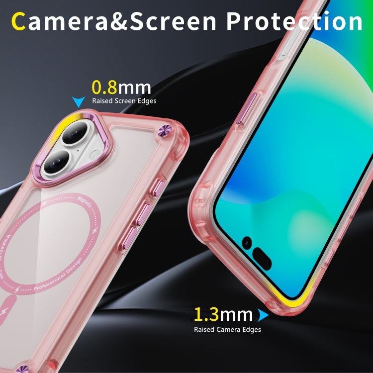 For iPhone 16 Skin Feel TPU + PC MagSafe Magnetic Phone Case(Transparent Pink) - iPhone 16 Cases by buy2fix | Online Shopping UK | buy2fix