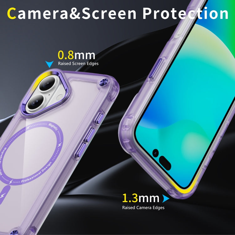 For iPhone 16 Skin Feel TPU + PC MagSafe Magnetic Phone Case(Transparent Purple) - iPhone 16 Cases by buy2fix | Online Shopping UK | buy2fix