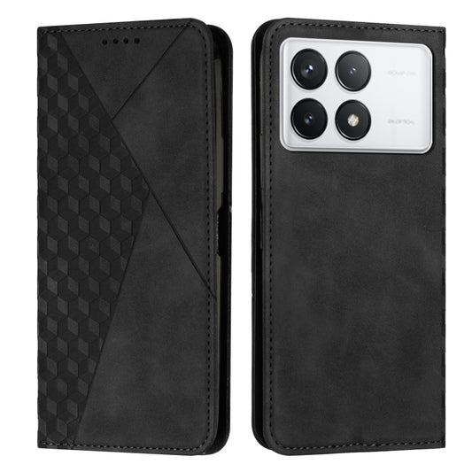 For Xiaomi Redmi K70E Diamond Splicing Skin Feel Magnetic Leather Phone Case(Black) - K70E Cases by buy2fix | Online Shopping UK | buy2fix