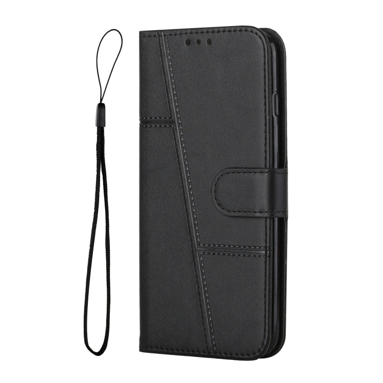 For Xiaomi Redmi K70E Stitching Calf Texture Buckle Leather Phone Case(Black) - K70E Cases by buy2fix | Online Shopping UK | buy2fix