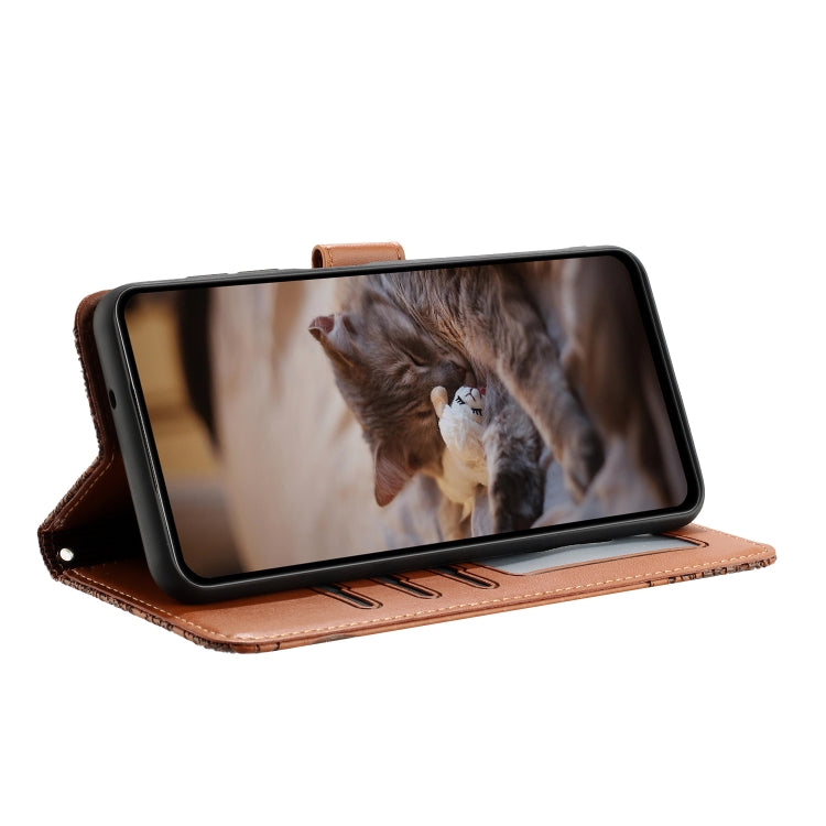 For Google Pixel 9 Pro XL Cat Embossing Pattern Leather Phone Case with Lanyard(Brown) - Google Cases by buy2fix | Online Shopping UK | buy2fix