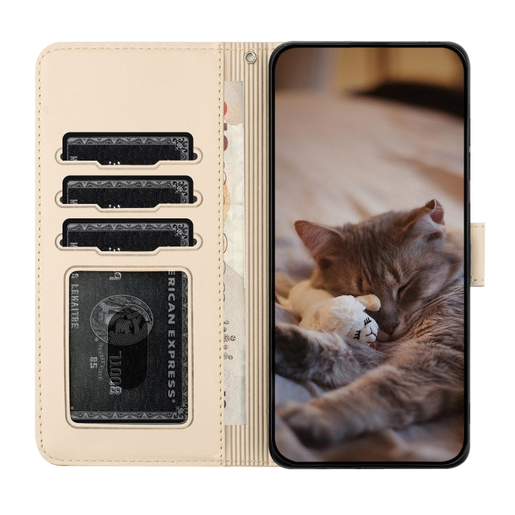 For Google Pixel 9 Pro XL Cat Embossing Pattern Leather Phone Case with Lanyard(Beige) - Google Cases by buy2fix | Online Shopping UK | buy2fix