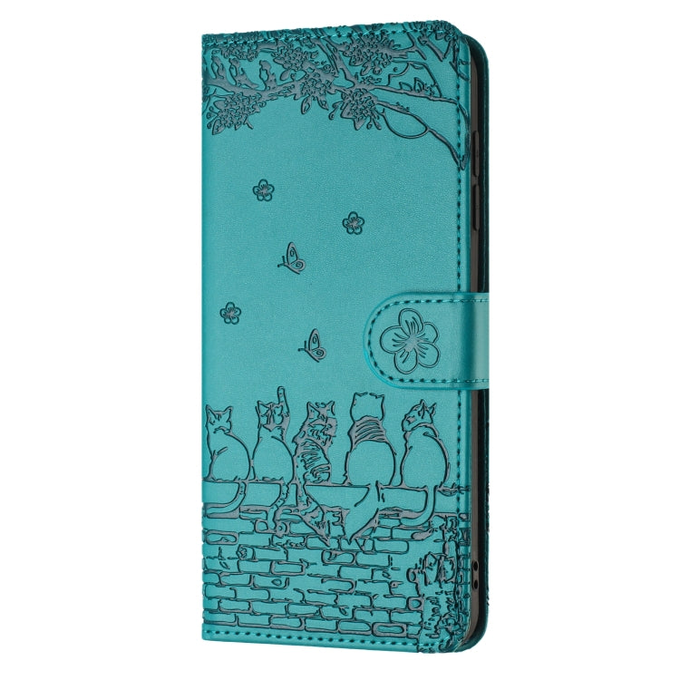 For iPhone SE 2024 Cat Embossing Pattern Leather Phone Case with Lanyard(Blue) - More iPhone Cases by buy2fix | Online Shopping UK | buy2fix