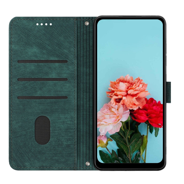 For Xiaomi Redmi K70 / K70 Pro Skin Feel Stripe Pattern Leather Phone Case with Long Lanyard(Green) - K70 Pro Cases by buy2fix | Online Shopping UK | buy2fix