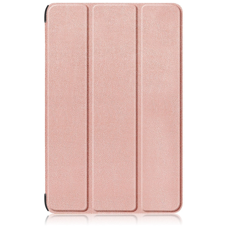 For Samsung Galaxy Tab S9+ Custer Pure Color 3-Fold Holder Smart Leather Tablet Case(Rose Gold) - Galaxy Tab S9+ Cases by buy2fix | Online Shopping UK | buy2fix