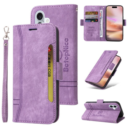 For iPhone 16 Plus BETOPNICE Dual-side Buckle Leather Phone Case(Purple) - iPhone 16 Plus Cases by BETOPNICE | Online Shopping UK | buy2fix