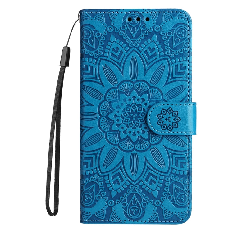 For iPhone 16 Pro Embossed Sunflower Leather Phone Case(Blue) - iPhone 16 Pro Cases by buy2fix | Online Shopping UK | buy2fix