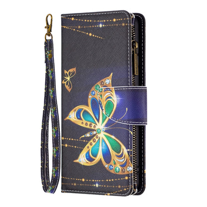 For iPhone 16 Pro Colored Drawing Pattern Zipper Phone Leather Case(Big Butterfly) - iPhone 16 Pro Cases by buy2fix | Online Shopping UK | buy2fix