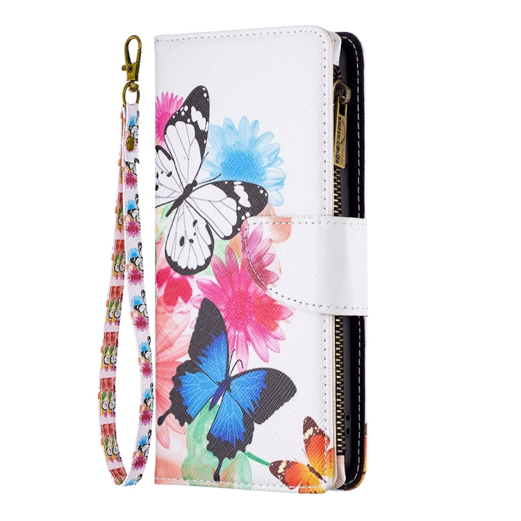 For iPhone 16 Plus Colored Drawing Pattern Zipper Phone Leather Case(Two Butterflies) - iPhone 16 Plus Cases by buy2fix | Online Shopping UK | buy2fix