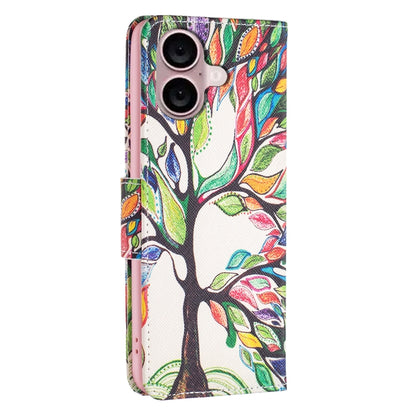 For iPhone 16 Colored Drawing Pattern Leather Phone Case(Tree Life) - iPhone 16 Cases by buy2fix | Online Shopping UK | buy2fix