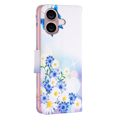 For iPhone 16 Colored Drawing Pattern Leather Phone Case(Butterfly Love) - iPhone 16 Cases by buy2fix | Online Shopping UK | buy2fix