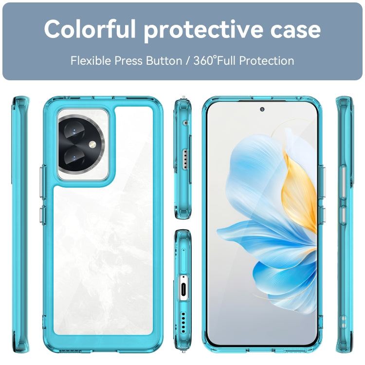 For Honor 100 Colorful Series Acrylic Hybrid TPU Phone Case(Transparent Blue) - Honor Cases by buy2fix | Online Shopping UK | buy2fix