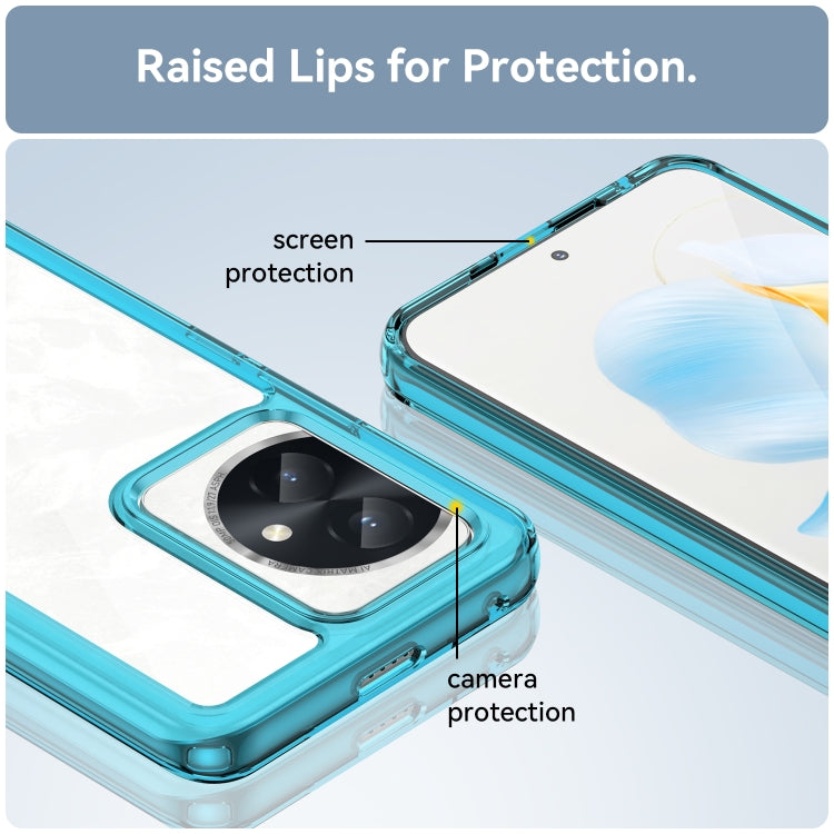 For Honor 100 Colorful Series Acrylic Hybrid TPU Phone Case(Transparent Blue) - Honor Cases by buy2fix | Online Shopping UK | buy2fix