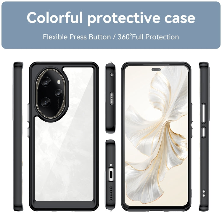 For Honor 100 Pro Colorful Series Acrylic Hybrid TPU Phone Case(Black) - Honor Cases by buy2fix | Online Shopping UK | buy2fix