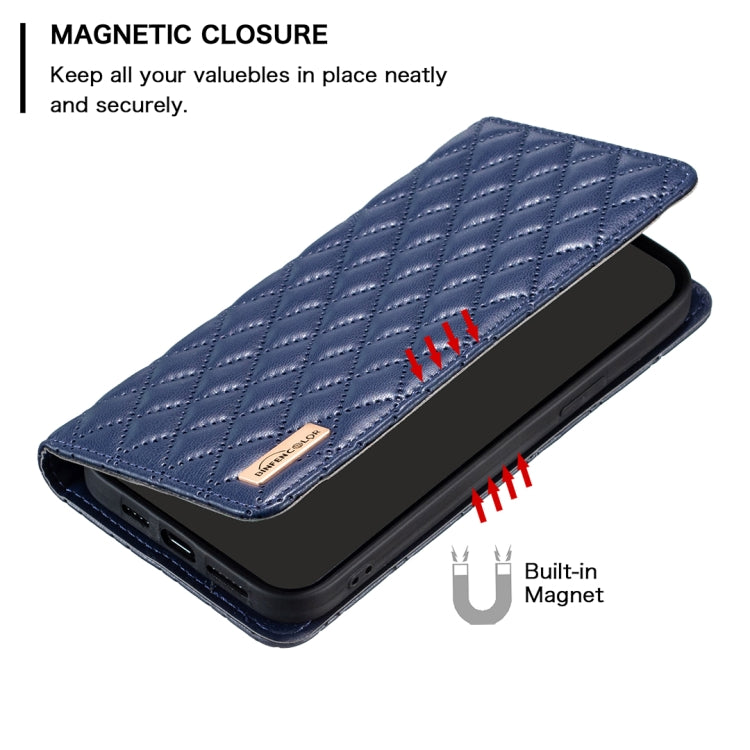 For iPhone 16 Pro Max Diamond Lattice Magnetic Leather Flip Phone Case(Blue) - iPhone 16 Pro Max Cases by buy2fix | Online Shopping UK | buy2fix