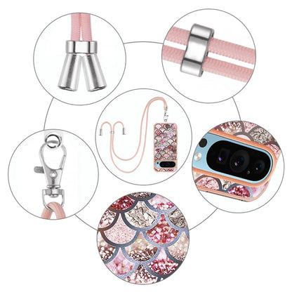 For Google Pixel 9 / 9 Pro Electroplating IMD TPU Phone Case with Lanyard(Pink Scales) - Google Cases by buy2fix | Online Shopping UK | buy2fix