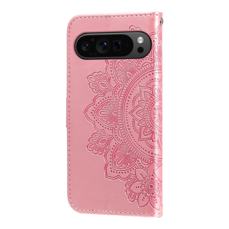 For Google Pixel 9 Pro 7-petal Flowers Embossing Leather Phone Case(Rose Gold) - Google Cases by buy2fix | Online Shopping UK | buy2fix