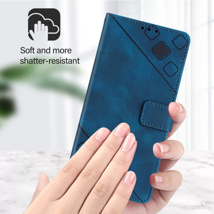 For iPhone 16 Pro Skin-feel Embossed Leather Phone Case(Blue) - iPhone 16 Pro Cases by buy2fix | Online Shopping UK | buy2fix