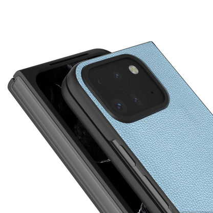 For Google Pixel 9 Pro Fold ABEEL Black Edge Genuine Leather Mino Phone Case(Blue) - Google Cases by buy2fix | Online Shopping UK | buy2fix